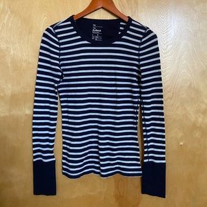 Navy/white long sleeve waffle crew neck